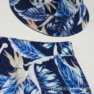 Shorts de praia de verão de estampa de flor masculina